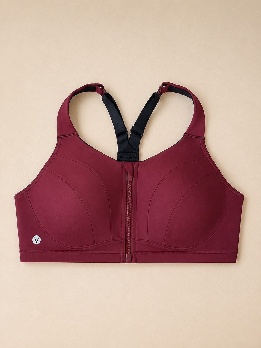 LIVI Lane Bryant Plus size Maroon/Black High Impact Sports Bra 44D Racerback